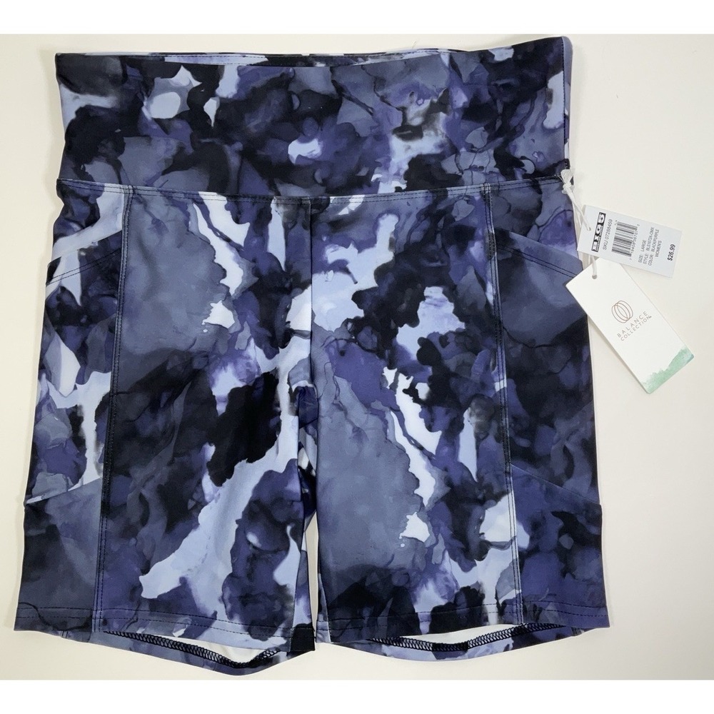 NWT Women's Balance Collection Yoga Athletic Biker Shorts Purple Black - Large